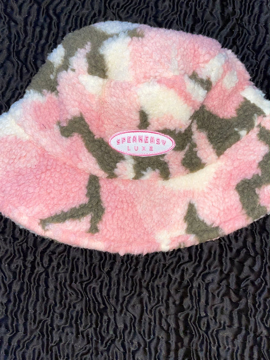 Sherpa Camo Bucket Hat - Pink & Green