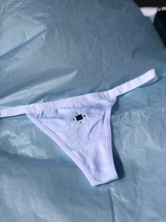 Friendly Reminder Panties - White Cotton Thong