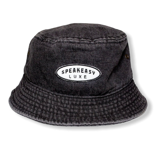 Denim Bucket Hat - Black Denim w/ Embroidered Patch