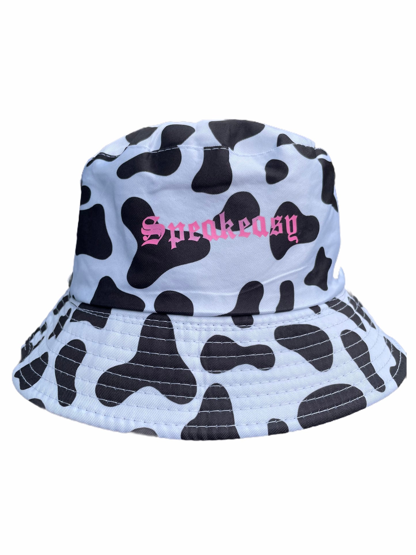 Cow Print Reversible Bucket Hat - Black & White